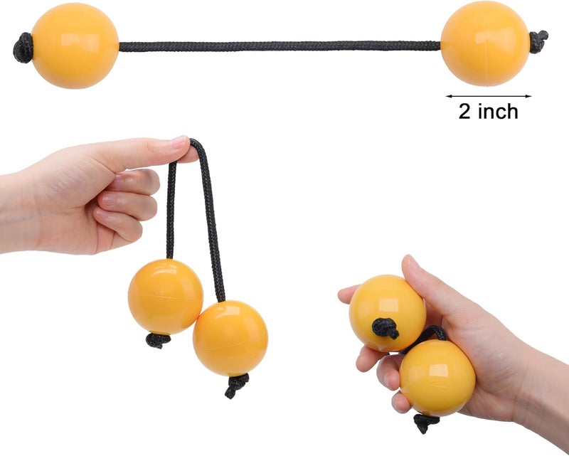 MGTECH 2 Pairs Aslatua Shakers, Kashaka Musical Percussion Instrument African Asalato Shaker Rhythmic Balls, Yellow - Image 2